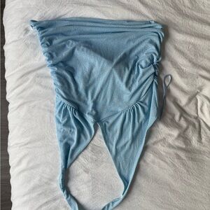Zara Light Blue Tank Top with Polka Dot Texture